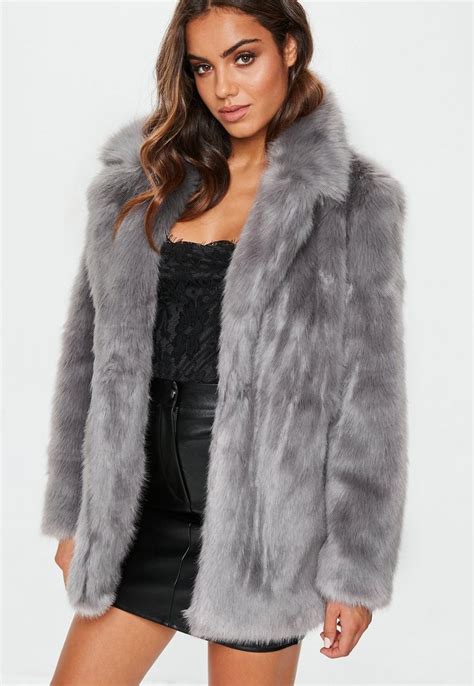 Grey Faux Fur Coat | Missguided | Womens faux fur coat, Grey faux fur coat, Fur coat