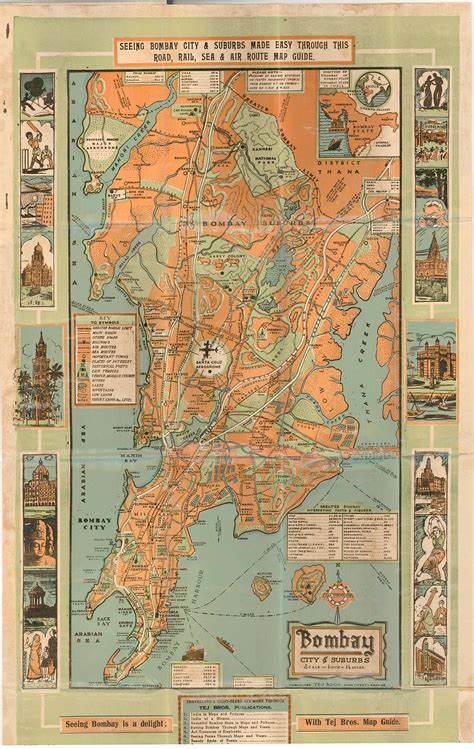 Antique map of Mumbai, old Mumbai map, Mumbai wall map, Mumbai wall art ...