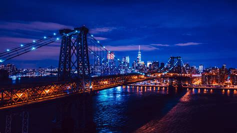 New York Manhattan Brooklyn Bridge Night Preview | 10wallpaper.com