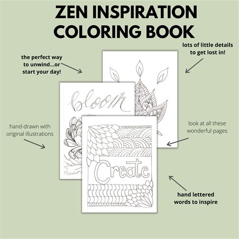 Zen Coloring Book Inspirational Pages to Color Hand Drawn - Etsy