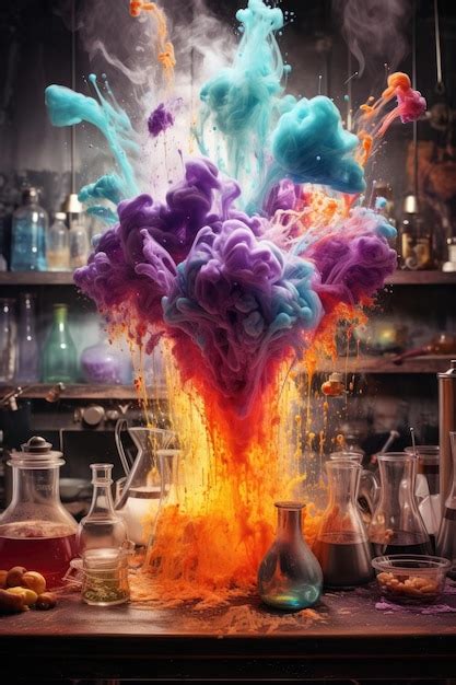 Premium AI Image | Chemical reaction causes colorful explosion in lab ...