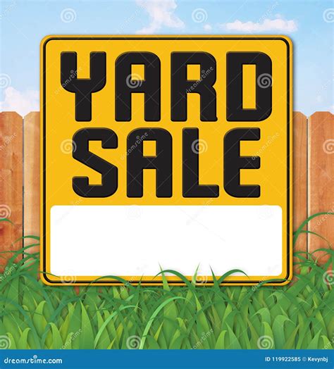 Yard Garage Sale Sign Backyard Fence Grass Stock Illustration - Illustration of king, spring ...