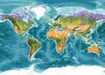 Bathymetric World Map Wallpaper Mural