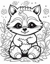 Premium Photo  A coloring Page Of cute little raccoon Sitting In The sketch template
