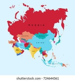 Map Asia Stock Vector (Royalty Free) 724644361 | Shutterstock