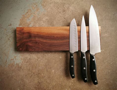 14 Inch Magnetic Walnut Knife Holder - Wooden Magnetic Knife Rack ...