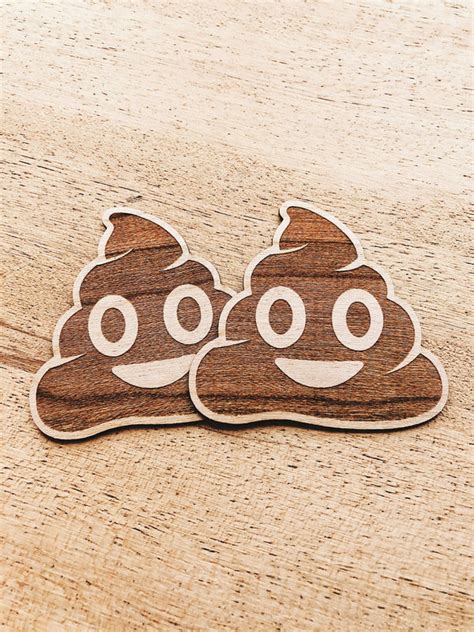 Poop Emoji Wooden Sticker Pack - Laptop decals, Vinyl Stickers, Wooden Decals