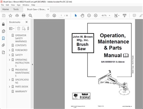 Bobcat Brush Saw Operation & Maintenance Manual SN 005500101 & Above - PDF DOWNLOAD ...