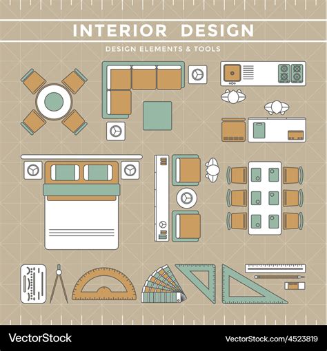 Interior design elements tools Royalty Free Vector Image