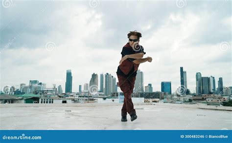 Motion Shot of B-boy Dance Performance by Professional Street Dancer. Endeavor. Stock Photo ...