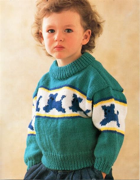 Vintage childrens dog motif sweater KNITTING PATTERN pdf | Etsy | Sweater knitting patterns ...