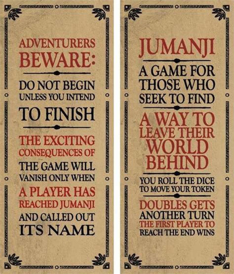 Jumanji Board Game Rules Digital File SVG,PNG - Etsy