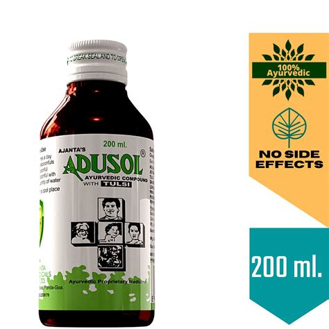 AJANTA'S ADUSOL Ayurvedic Tulsi Cough Syrup Prevent from Cold Wet Dry Cough | Good For kids ...