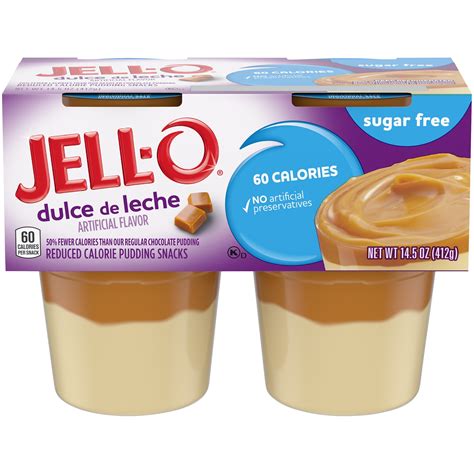 Jell-O Dulce de Leche Sugar Free Ready-to-Eat Pudding Cups Snack, 4 ct ...