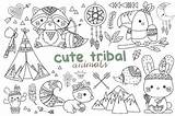 Animals Clipart Coloring {Tribal Clip Art} By Inkley Studio sketch template