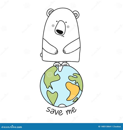 Save Me - Funny Vector Text Quotes and Polar Bear Drawing. Stock Vector - Illustration of ...