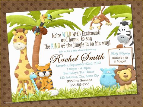 Jungle Baby Shower Invitations Free Template Of Jungle Safari Zoo ...