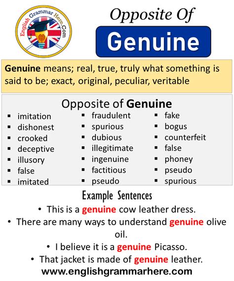 Opposite Of Genuine, Antonyms of Genuine, Meaning and Example Sentences ...