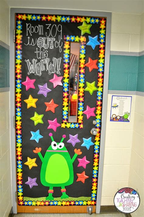 Come check out my intergalactic classroom! Also, get a closer look at our spacey doorway ...