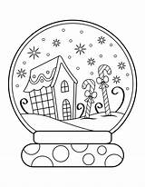 Printable Snow Globe Coloring Page Sketch sketch template