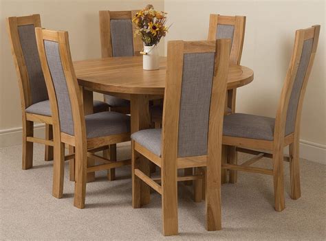 Edmonton Solid Oak Extending Oval Dining Table With 6 Stanford Solid Oak Dining Chairs [Light ...