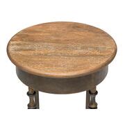 Dark French Brass Finish Wooden Round Side Table with Finial Legs ...