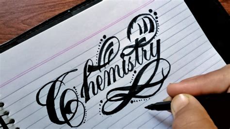 How to write CHEMISTRY in Calligraphy words art| letra cursiva elegante ...