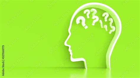 Moving Questionmarks in Human Head outline in front of a color wall background. Business ...