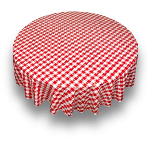 Carnation Home Fashions "Picnic Check" Red 70 inch Round vinyl flannel backed tablecloth ...