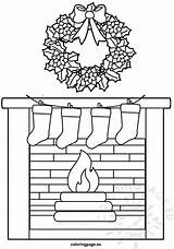 Christmas fireplace  Coloring Page sketch template