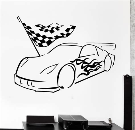 Vinyl Wall Decal Garage Car Racing Racer Stickers Mural Unique Gift (421ig) | Race cars, Vinyl ...