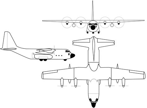 Lockheed C-130 Hercules Blueprint - Download free blueprint for 3D modeling