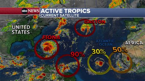 Tropical Storm Gaston, 3 more systems form in Atlantic as Hurricane Fiona heads toward Bermuda ...