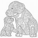 Easy Zentangle Coloring Page Dog Pages sketch template