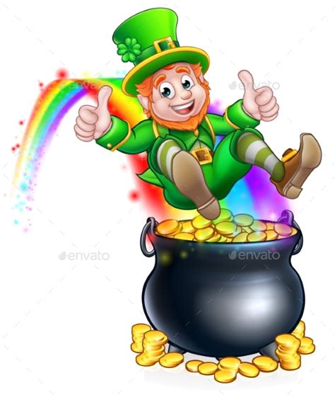 St Patricks Day Leprechaun Pot of Gold Rainbow by Krisdog | GraphicRiver