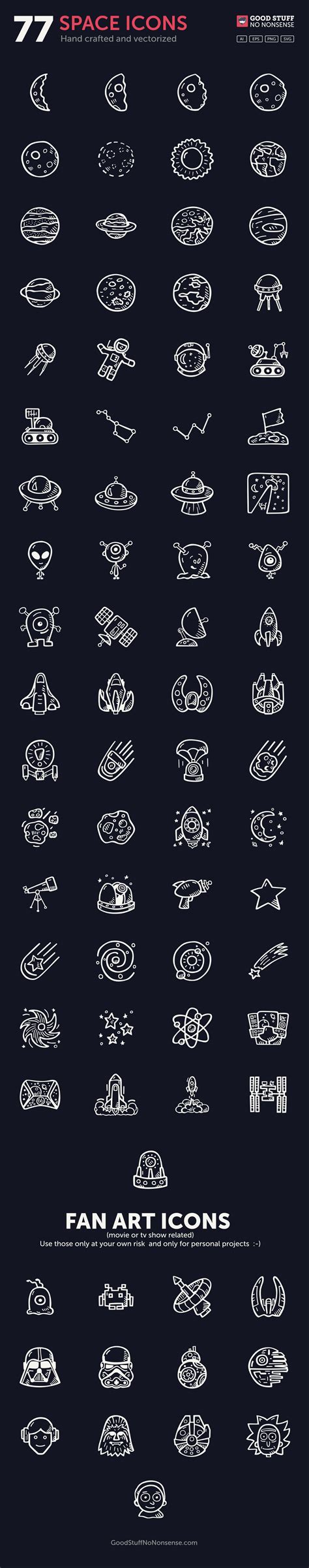 77 Hand-Drawn Space Icons That’ll Take You Into Unexplored Territories (Freebie) — Smashing Magazine