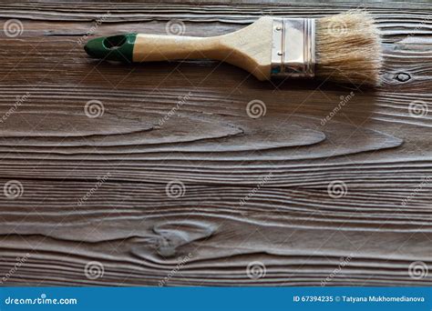 Painting Natural Wood with Paint Brush Stock Image - Image of ...