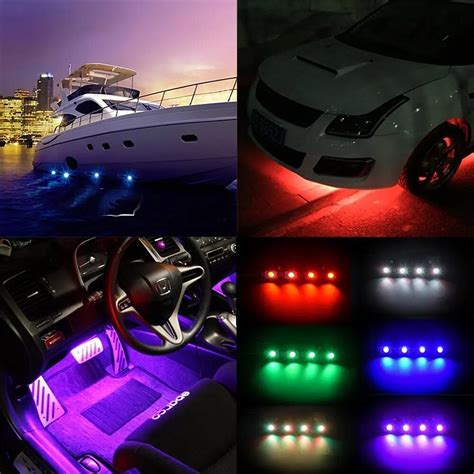 4pcs 12v 9w Led Rock Light Waterproof Off Road LED Rock Light Kit RGB 4 ...