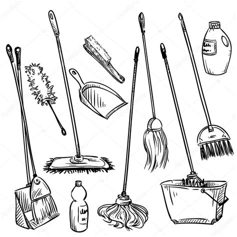 Mops. Set of cleaning tools. — Stock Vector © kamenuka #71484295