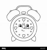 Alarm clock Coloring Book Page For Kids Cartoon Style Vector  sketch template