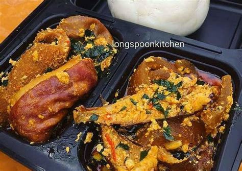 Egusi soup with fufu Recipe by Long spoon - Cookpad