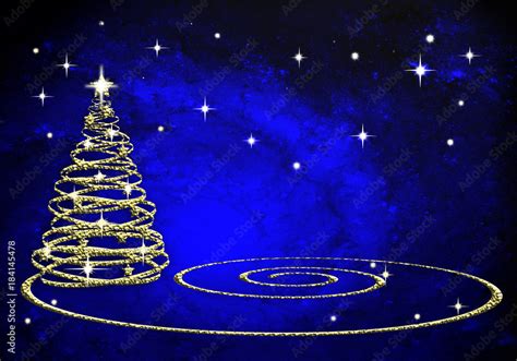 Árbol de Navidad, fondo azul, espacio, estrellas, espiral, fondo para ...