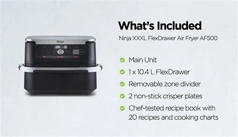 Ninja AF500 XXXL FlexDrawer Air Fryer With MegaZone 2470W Black ...