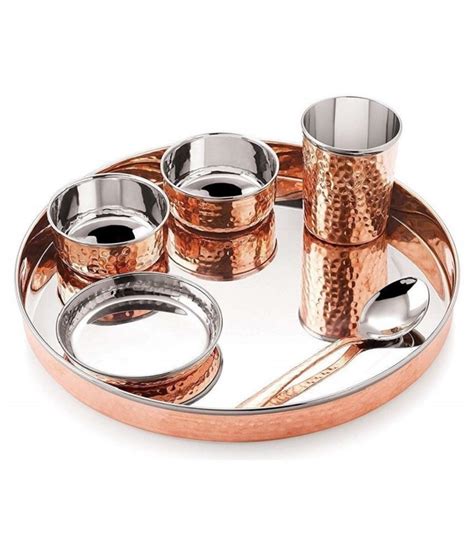 SS,Copper Steel Copper Thali Set, For Restaurant, 6 Pieces at Rs 1200 ...