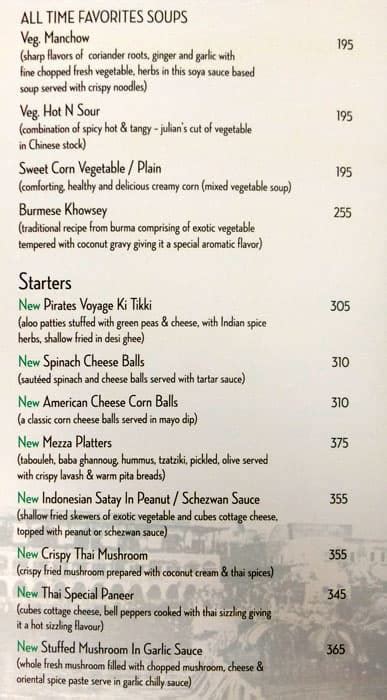 Menu at Pirates Voyage, Surat, Near Valentine Multiplex