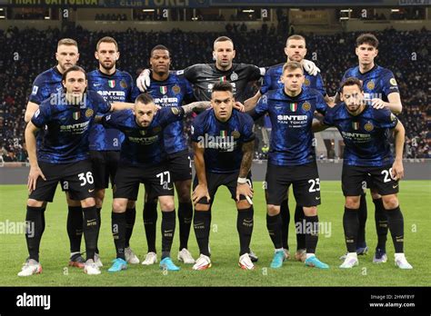 Italy, Milan, March 4 2022: fc Inter starting line up in center field ...