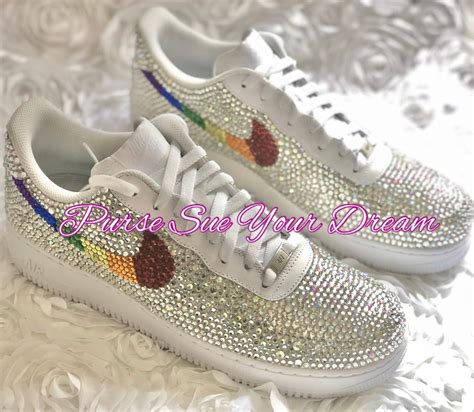 Custom Nike Air Force 1 Shoes Rainbow Shoes Custom Shoes Rhinestone ...