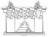 Christmas Fireplace Coloring Pages sketch template