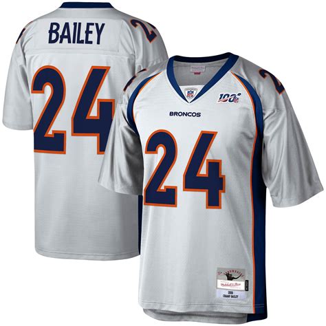 Men's Mitchell & Ness Champ Bailey Platinum Denver Broncos NFL 100 ...