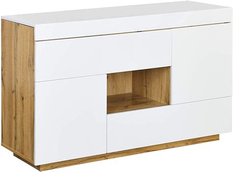 Yukon High Gloss White 2 in 1 Desk or Sideboard with Extendable Top | daals